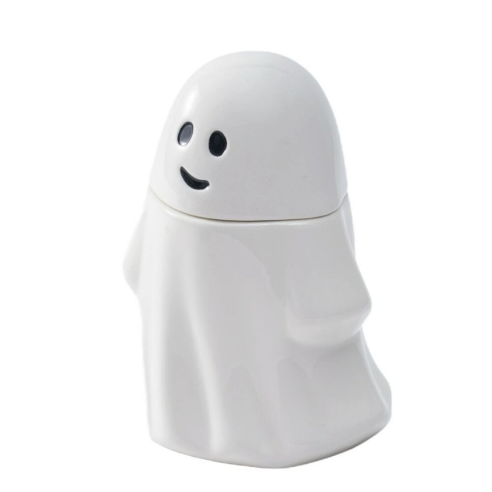 NEW Ceramic Ghost Cookie Jar Treat Food Storage Candy Kitchen Decor White Party - Picture 10 of 14